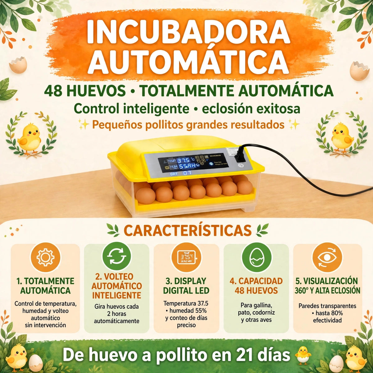 INCUBADORA AUT 48HUEVOS