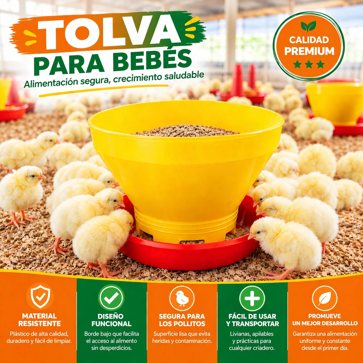 COMEDERO TOLVA PARA POLLITO BEBES